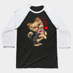 Yorkie Dog Partiotic Pup Baseball T-Shirt